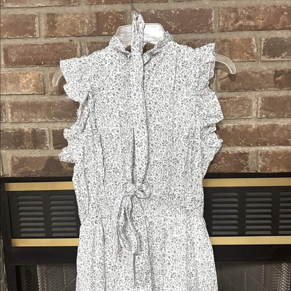 Outerknown Canyon Cotton Floral Maxi Size M Blue White Ditzy Tiered Dress Size M - Picture 6 of 13